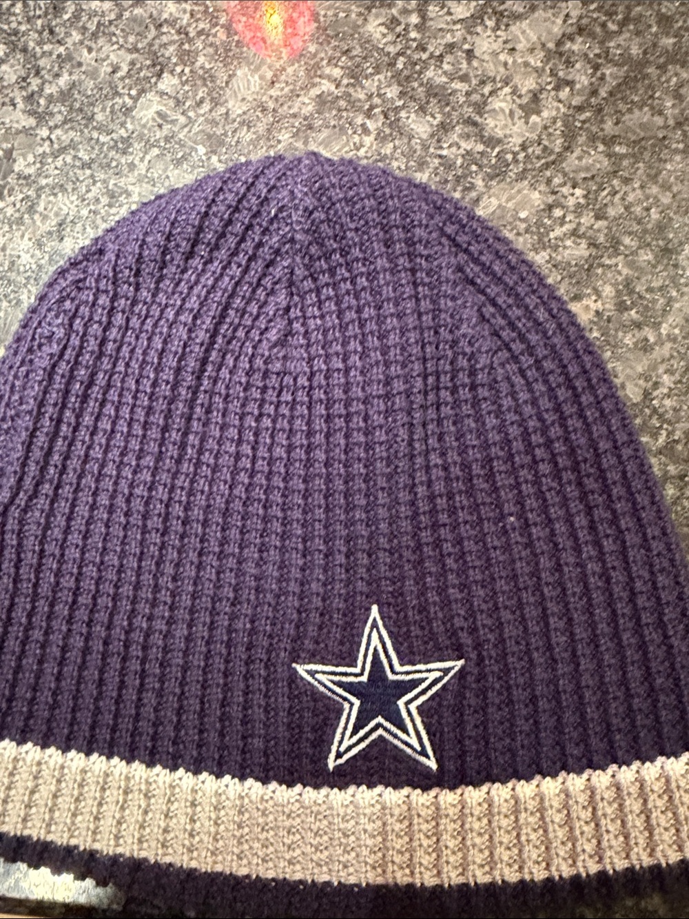 NFL Dallas cowboys waffle knit Beanie with Star Patch and gray Trim